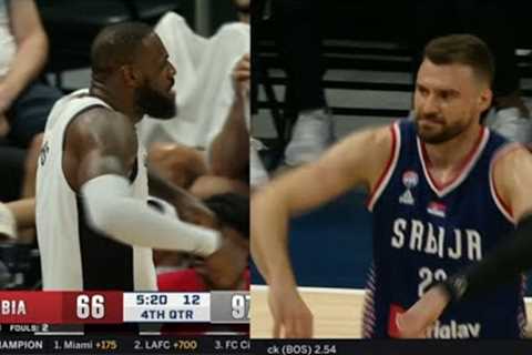 LBJ GETS MOCKED BY SERBIAN PLAYER &amp; COPYS LEBRON FLEXING THEN LAUGHS AFTER!