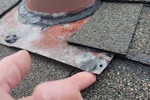 Roof leak at B vent pipe flashing - Bad roof install