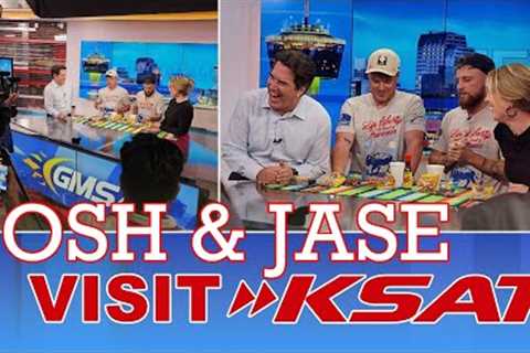 British social media influencers Josh and Jace visit the KSAT studios