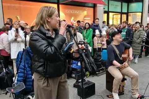 STREET performer BLEW the crowd away with his INCREDIBLE Voice - Shallow Lady Gaga | Allie Sherlock