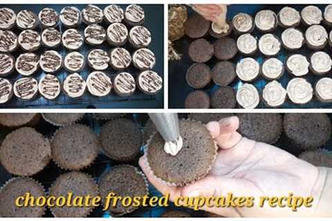 easy chocolate frosted cupcakes full recipe/how to make chocolate frosted cupcakes