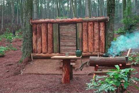build a shelter in the wilderness - heavy rain, nature -KenBushcraft#survival