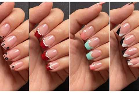 Easy French tips nail art designs ideas || Nail art for beginners
