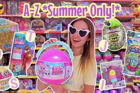 A-Z *SUMMER ONLY* MYSTERY TOYS SHOPPING CHALLENGE!!😎☀️👙🏝️🛒 (WORLD'S BIGGEST TOY STORE!!🫢)