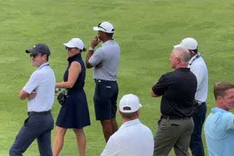 Charlie Woods plays in 2024 US Junior Amateur at Oakland Hills as dad Tiger Woods watches in gallery