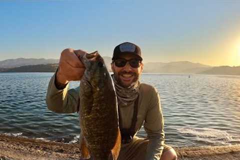 FISHING THE SHORE - CASTAIC LAKE DAM