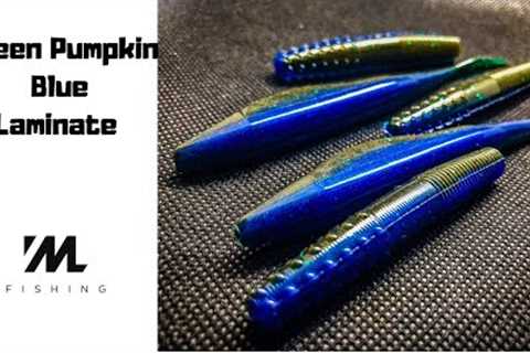 Making Soft Plastic Baits - Green Pumpkin black flake and Blue Laminate Worms and Flukes