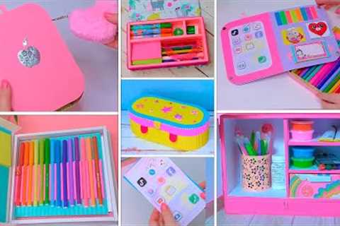 Cardboard + Colored Paper 🌟 6 amazing organizers &amp; pencil cases Ideas