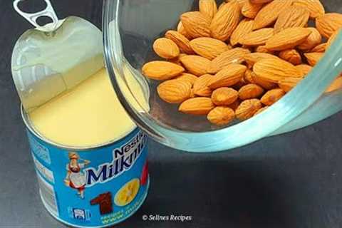Beat condensed milk with almonds! You'll be amazed! Dessert in a minute. No baking!