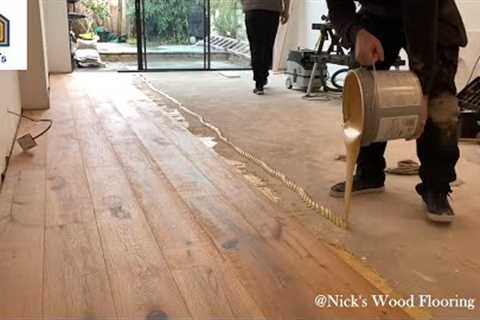 How To Install Engineered Hardwood Flooring Glue Down - Time Lapse