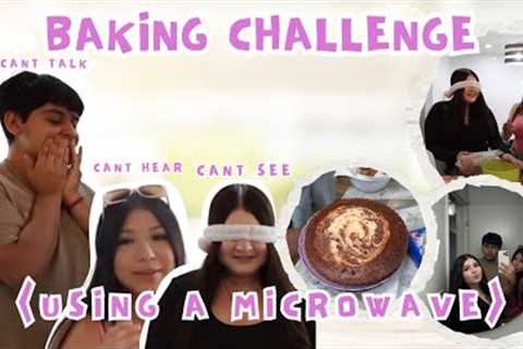 Baking Cake In a MICROWAVE with Angie &amp; Daniela | Can’t See, Can’t Hear, Can’t Talk BAKING..