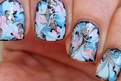 Baby Vibe Marble Nail Art Over Black Nails | Elegant Nail Ideas
