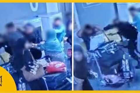 New Manchester Airport video shows chaotic scene before man 'kicked' in head by police officer