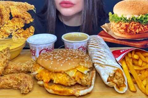 ASMR FAST FOOD | EATING FRIED CHICKEN, BURGER, SPICY FRIES MUKBANG