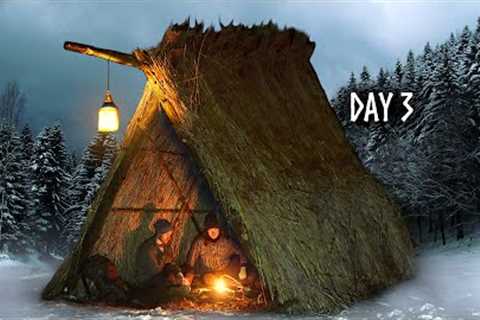 6 DAYS Winter Bushcraft: Building a Survival Shelter in Snow &amp; Cold
