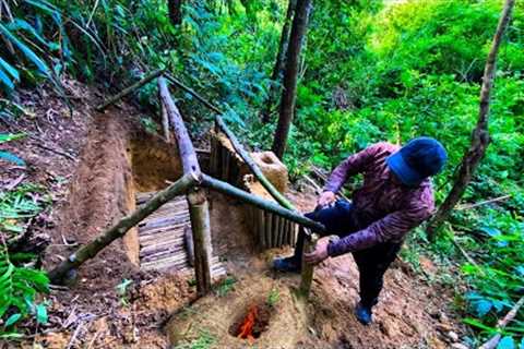 Camping and Building a Shelter in the Rainy Forest Alone - Bushcraft,Survival