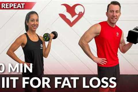 20 Minute HIIT Workout for Fat Loss with Weights &amp; No Jumping - Full Body Dumbbell Workout at..