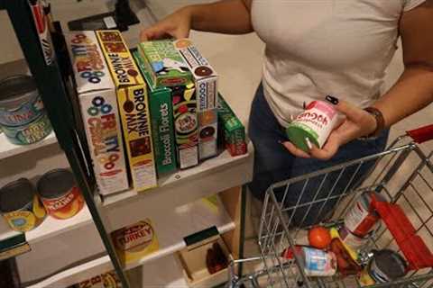 ASMR Grocery Shopping Roleplay with Shopping Cart | Relaxing Nail Tapping &amp; Wooden Toy Sounds