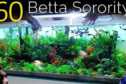 60 Betta Fish Sorority, 1 Aquarium: EPIC 4ft co2 Injected Planted Aquascape Tutorial