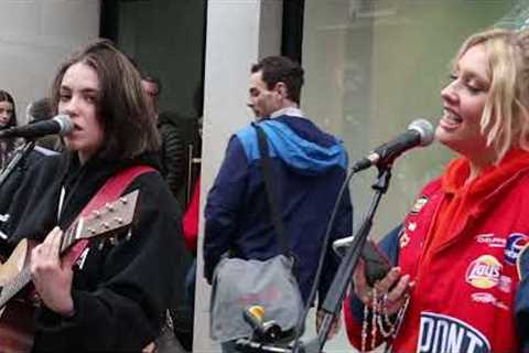 WHEN FAMOUS PEOPLE join street performance Adele Rolling In The Deep Allie Sherlock &amp;Ella..