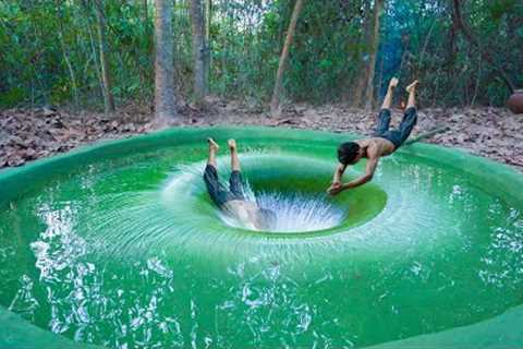Build The Most Secret Deep Hole Underground Swimming Pool, Men Survival Living Off The Grid