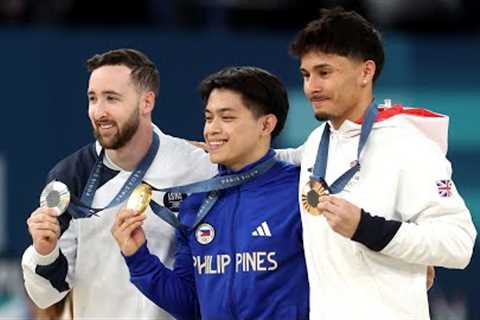 Carlos Yulo MAKES HISTORY on floor for Philippines' first gymnastics gold medal | Paris Olympics