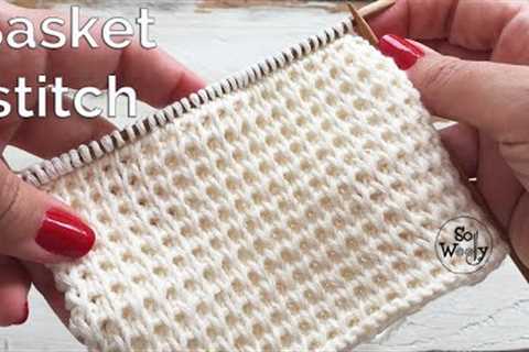 Basket stitch knitting pattern (Revised Tutorial 100% correct-English &amp; Continental) - So Woolly