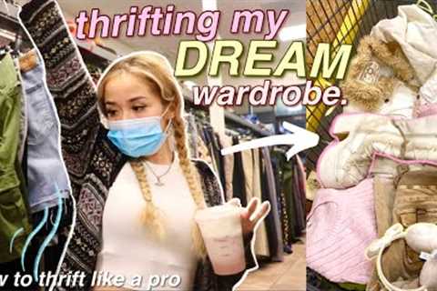 THRIFT WITH ME for my DREAM wardrobe + try-on haul! ft. actually useful thrifting tips!