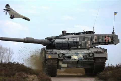 Russian Kamikaze Drone Destroys Ukrainian Leopard Tank: Destruction Footage!!