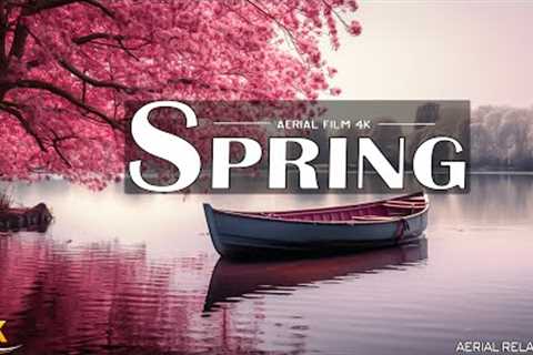 Beautiful Relaxing Music, Peaceful Soothing Instrumental Music,Quiet Spring Lake Aerial Relaxation