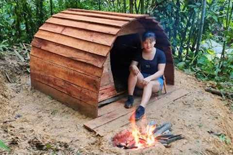 Build a wooden survival shelter, construction skills - wild forest beauty
