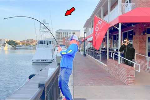 Caught a TROPHY Fish from The Restaurant Parking Lot! **Catch, Clean, &amp; Cook**