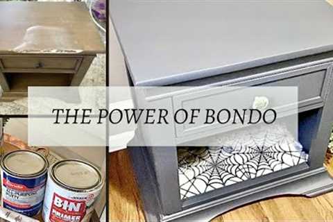 How to fix damaged MDF with Bondo | Flipping Furniture: Avengers Nightstand Makeover