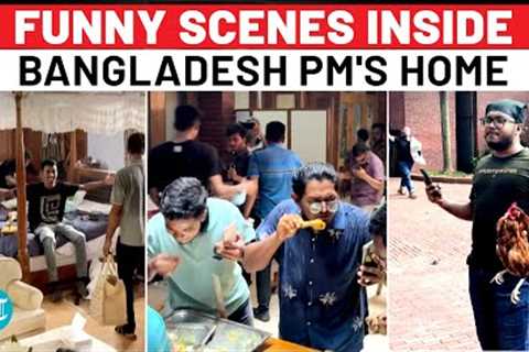 Bangladesh: Funny Scenes Inside PM's Home - Protestors Eat Food, Sit On Bed As Cops Look On | Hasina