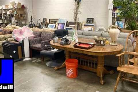 GOODWILL SHOP WITH ME FURNITURE ARMCHAIRS TABLES SOFAS DECOR DINNERWARE SHOPPING STORE WALK THROUGH