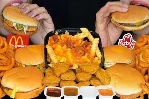 ASMR MCDONALD'S FEAST! CHICKEN MCNUGGETS, CHEESEBURGERS, FILET O FISH, MCCHICKEN, ARBY'S CURLY FRIES