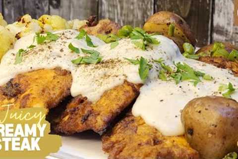How to make CHICKEN STEAK WITH WHITE SAUCE at home || Easy recipes for dinner || family recipes
