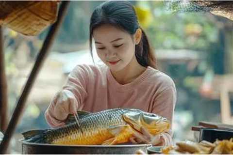 Cooking In Nature - Catch fish and cook braised fish for grandma