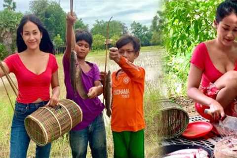 Village Girl Fishing Catch Clean Cook Fish In The Village Ponds| Fish Recipe