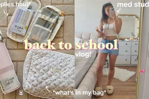 BACK TO SCHOOL VLOG🖇️ school supplies shopping, what's in my emergency kit &amp; backpack *med..