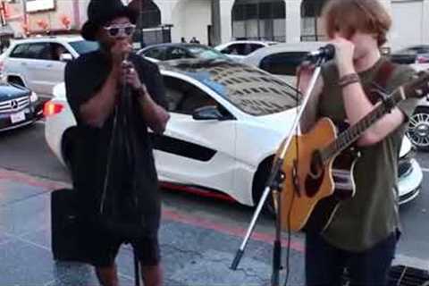 Celebrities join street performers for surprise DUET