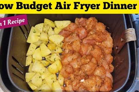 Air fryer Chicken Breast and Roasted Potatoes  Dinner Recipe with Vegetables . Low Budget Lunch