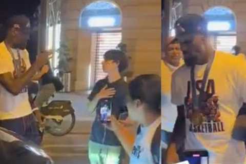 LeBron James GETS ticked off at fan &  warns him STOP! Back off ME! then starts dancing lol!