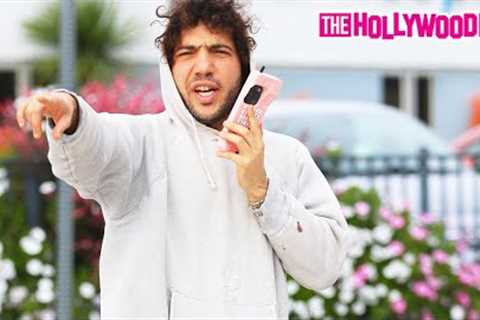 Selena Gomez's Boyfriend Benny Blanco Protects Paparazzi From Getting Hit By A Car On Melrose Ave.