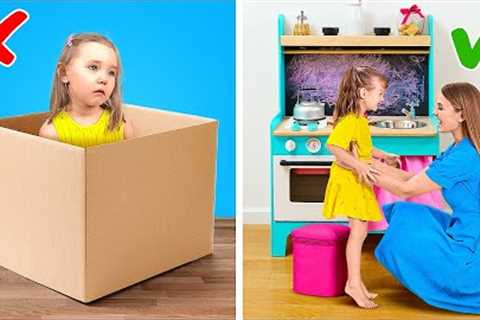 FUN CARDBOARD DIYS FOR CRAFTY PARENTS || Easy Kid's Room Makeover