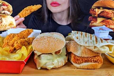 ASMR FAST FOOD | EATING CRISPY CHICKEN, BURGER, SHAWARMA MUKBANG