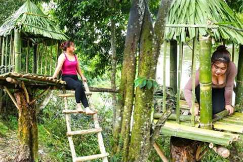 Building A Shelter On Tree - Solo Bushcraft, Survival Skills - Tieu Thiet Daily Life