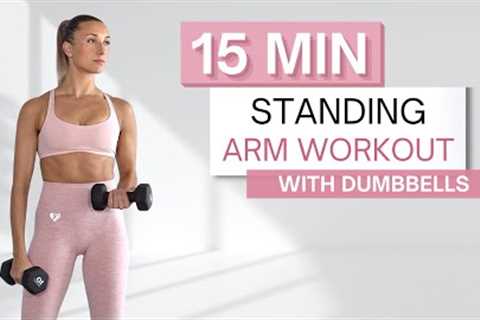 15 min STANDING ARM WORKOUT | With Dumbbells | Shoulders, Biceps and Triceps
