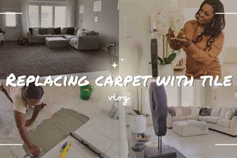 DIY Floor Makeover | Replacing Carpet for Tile flooring