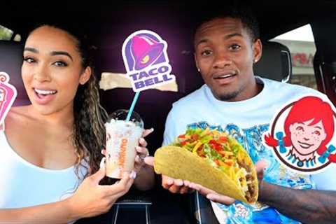 Letting FAST FOOD DRIVE THRU SIGNS Decide WHAT WE EAT for 24 HOURS!